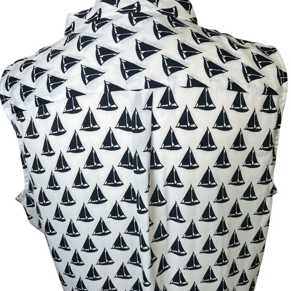 BANANA REPUBLIC Sailboat Nautical Sleeveless Button-Up Shirt Top Women’s Sz S - Picture 9 of 13
